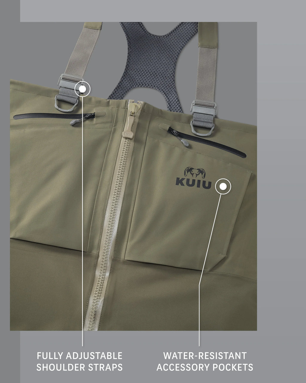 KUIU PRO HD Flex Zip Wader | Ash