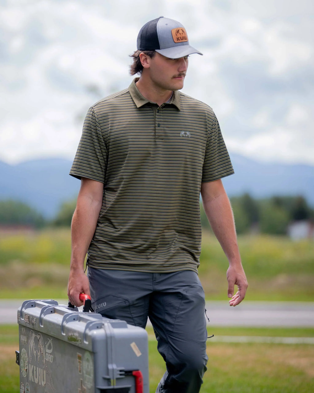 KUIU Performance Polo Stripe | Evergreen Stripe