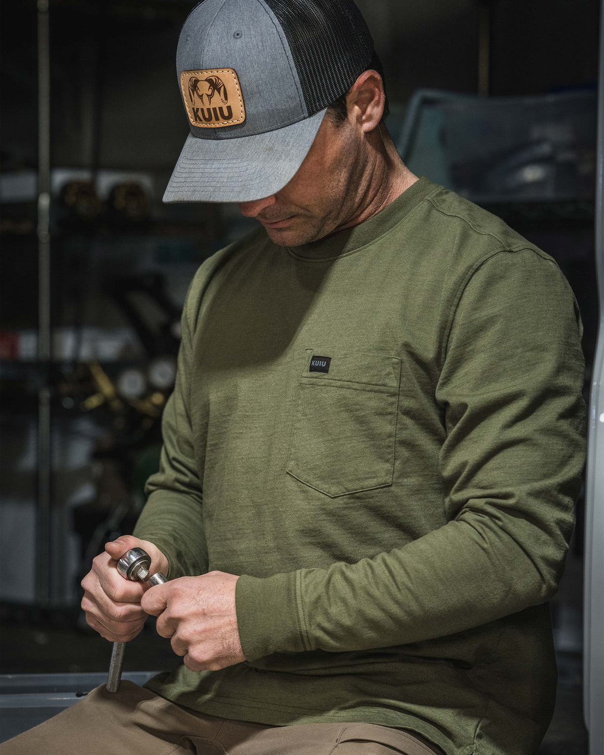 Workgrade LS Pocket Crew | Evergreen