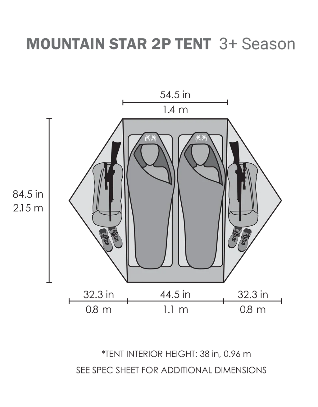 Mountain Star 2 Person Tent | Gunmetal-Orange