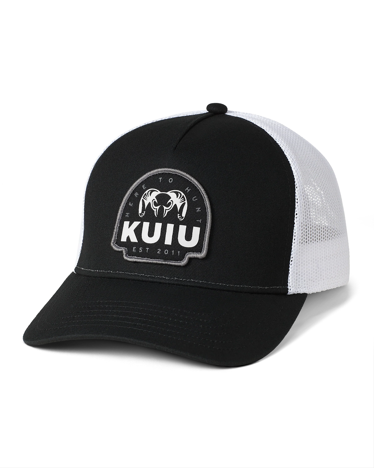 KUIU Here to Hunt Woven Patch Hat | Black/White